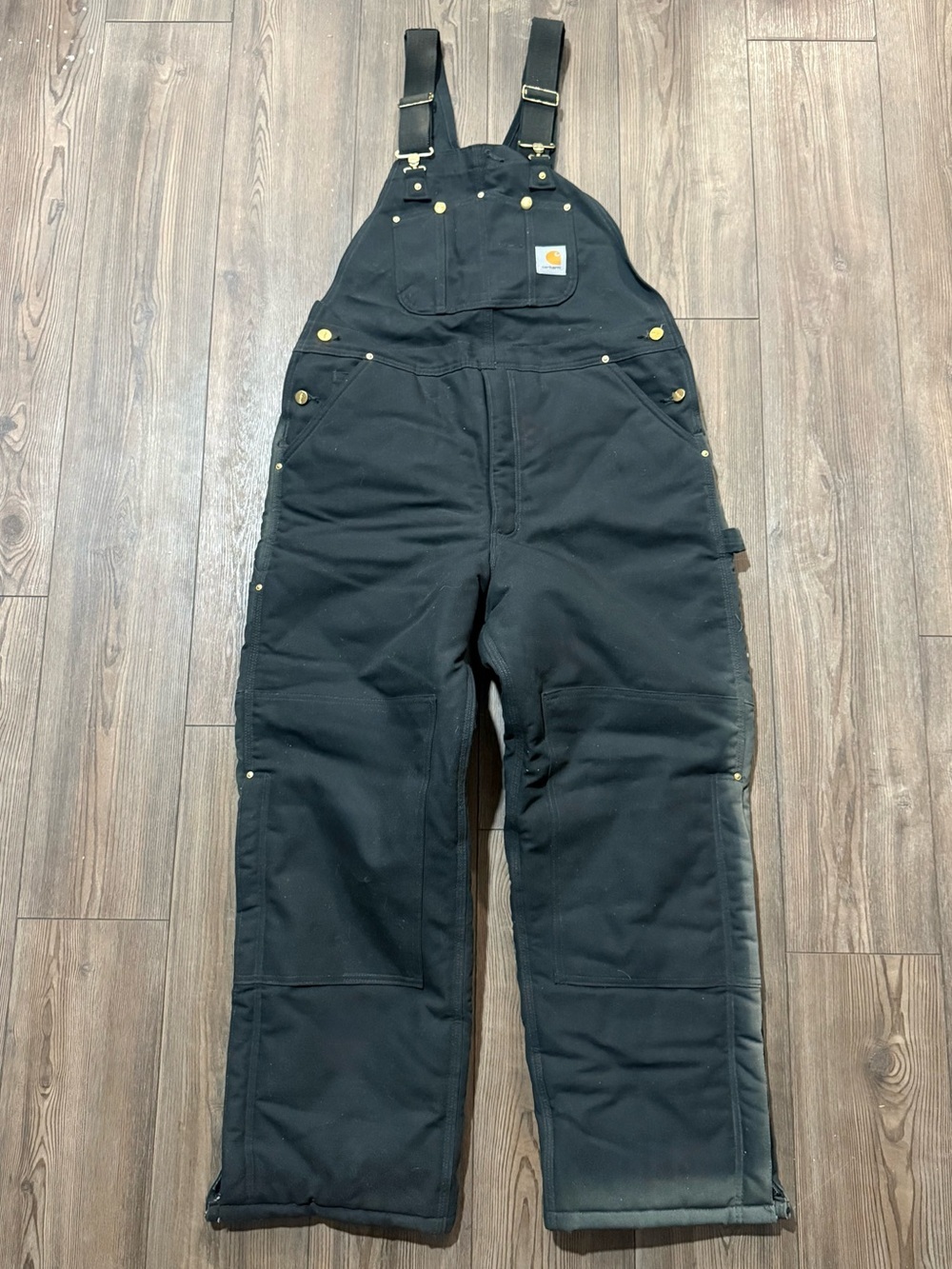 Vintage Y2K Carhartt R03 BLK Insulated Duck Bib Overalls 38x30